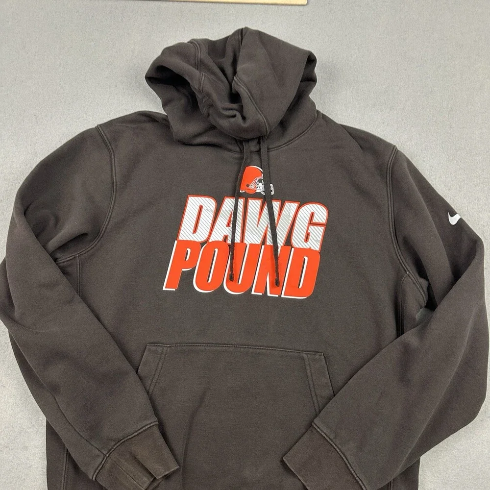Cleveland Browns Hoodie Men Medium Brown Orange Nike Dog Pound Sweatshirt M